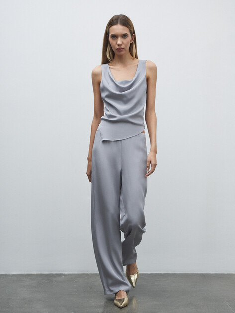 Женские прямые брюки  LUMIQUE, Артикул YYHZS02, голубовато-серый | 4874787. Ракурс 2