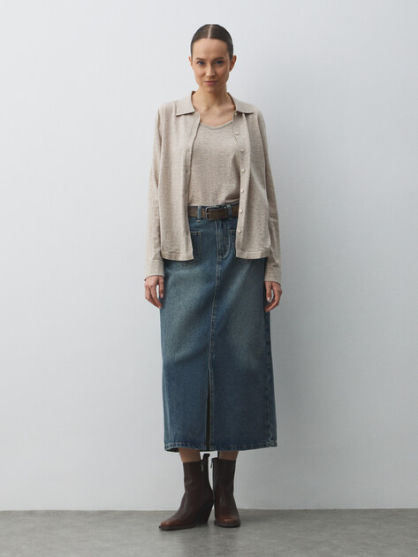 Женская рубашка MAISON DAVID, Артикул ML-KN9002, темно-бежевый | 4877078. Ракурс 4 Женская рубашка MAISON DAVID, Артикул ML-KN9002, темно-бежевый | 4877078. Ракурс 4