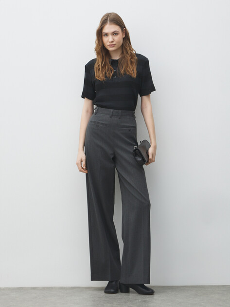 Женские прямые брюки  MM6 MAISON MARGIELA, Артикул S52KA0538, темно-серый | 4885910. Ракурс 2