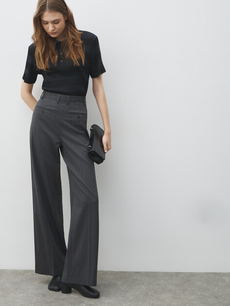 Женские прямые брюки  MM6 MAISON MARGIELA, Артикул S52KA0538, темно-серый | 4885910. Ракурс 5