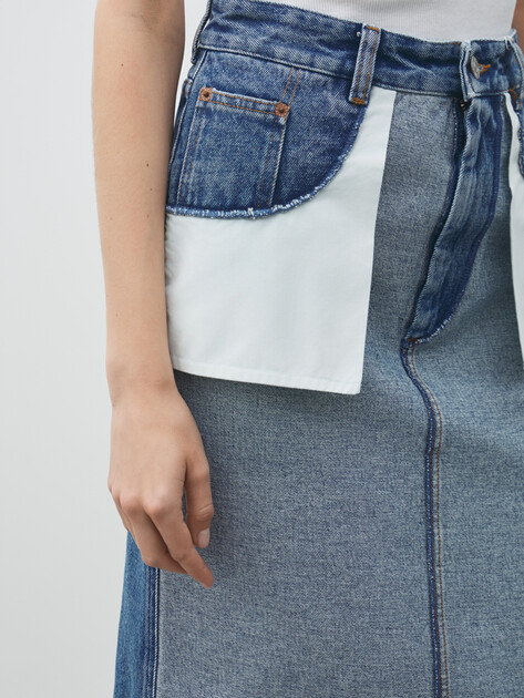 Юбка  миди MM6 MAISON MARGIELA, Артикул S52ME0024, голубой | 4886125. Ракурс 3