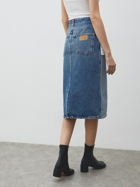 Юбка  миди MM6 MAISON MARGIELA, Артикул S52ME0024, голубой | 4886125. Ракурс 4