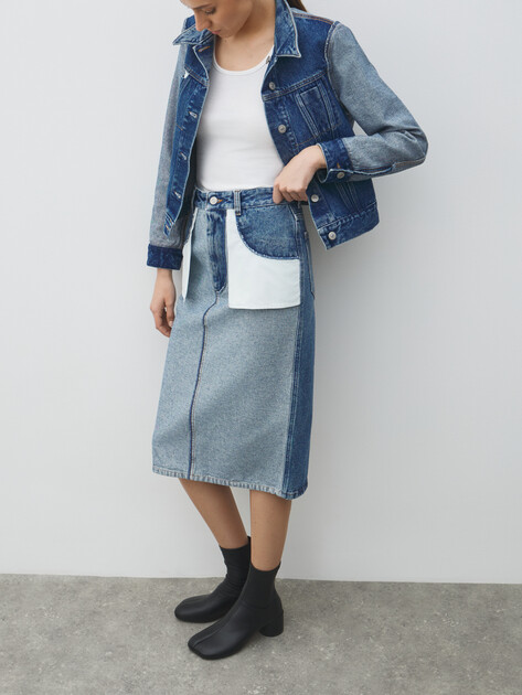 Юбка  миди MM6 MAISON MARGIELA, Артикул S52ME0024, голубой | 4886125. Ракурс 5