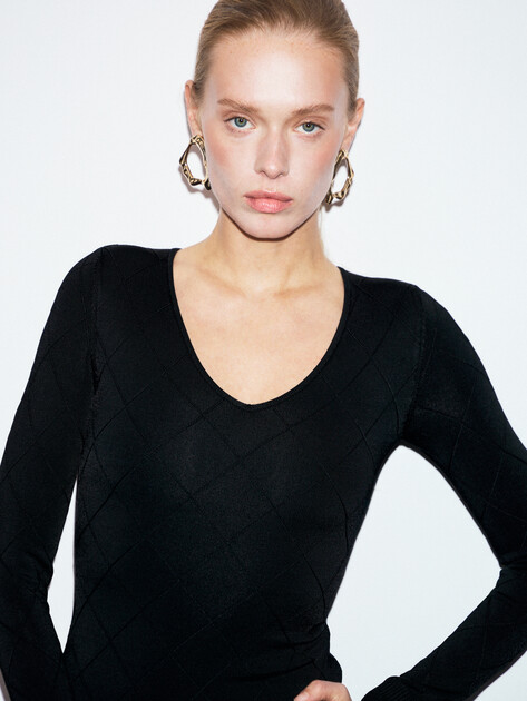 Женское платье MARCIANO BY GUESS MILEY VN LS DRESS SWTR, Артикул 5YGK235036Z, черный | 4889953. Ракурс 3 Женское платье MARCIANO BY GUESS MILEY VN LS DRESS SWTR, Артикул 5YGK235036Z, черный | 4889953. Ракурс 3