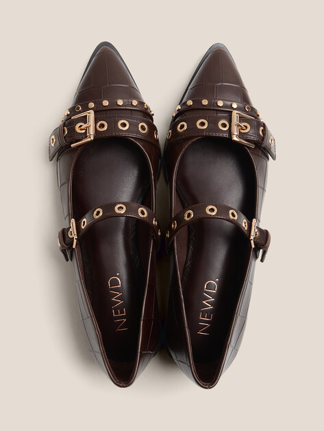 Балетки мэри-джейн NEWD ABRIL, Артикул 1-22118-45 (K), темно-коричневый | 4893837. Ракурс 4