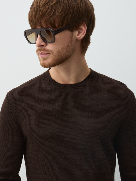 Мужской джемпер MAISON DAVID, Артикул ML-KN9007, темно-коричневый | 4897420. Ракурс 3 Мужской джемпер MAISON DAVID, Артикул ML-KN9007, темно-коричневый | 4897420. Ракурс 3