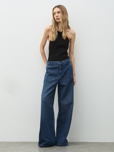 Женские широкие джинсы  LIU∙JO, Артикул UA6108, темно-синий | 4898392. Ракурс 2