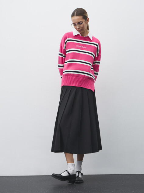 Женский джемпер GUESS JEANS GJ LS CN STRIPED SWTR, Артикул W4BR09Z3HM1, розовый | 4908982. Ракурс 2 Женский джемпер GUESS JEANS GJ LS CN STRIPED SWTR, Артикул W4BR09Z3HM1, розовый | 4908982. Ракурс 2