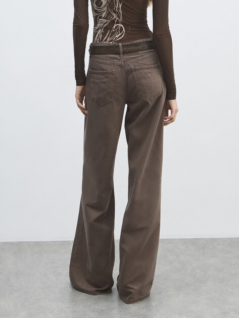 Женские широкие брюки GUESS, Артикул W5RA96WFD53, пыльно-коричневый | 4909369. Ракурс 4 Женские широкие брюки GUESS, Артикул W5RA96WFD53, пыльно-коричневый | 4909369. Ракурс 4