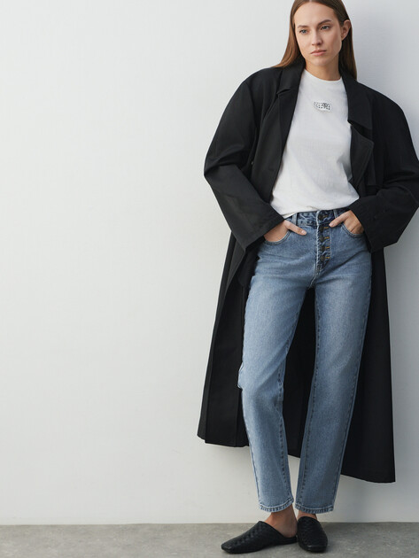 Женские джинсы мом MAISON DAVID, Артикул SH-097, светло-синий | 4909611. Ракурс 5