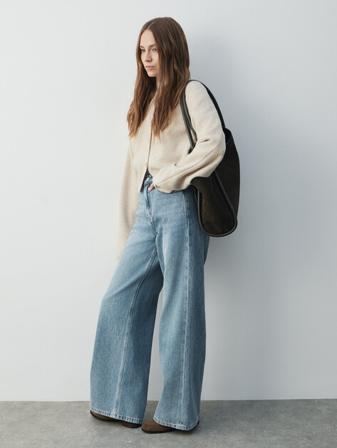 Женские широкие джинсы  MAISON DAVID, Артикул SH-4855, голубой | 4909744. Ракурс 5