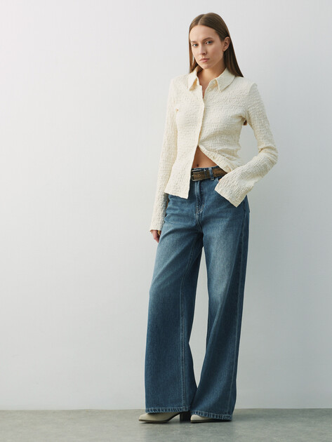 Женские широкие джинсы  MAISON DAVID, Артикул SH-4855, синий | 4909765. Ракурс 2