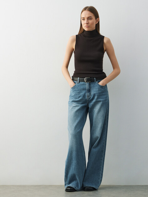 Женские широкие джинсы  MAISON DAVID, Артикул SH-4855, светло-синий | 4909786. Ракурс 2