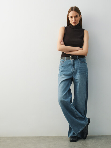 Женские широкие джинсы  MAISON DAVID, Артикул SH-4855, светло-синий | 4909786. Ракурс 5