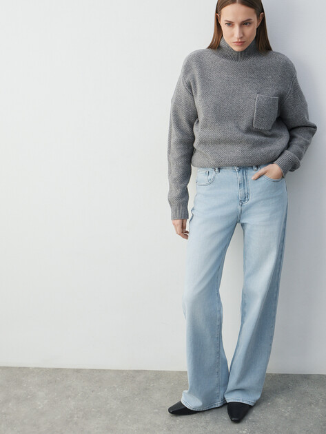 Женские прямые джинсы  MAISON DAVID, Артикул SH-1490, голубой | 4909829. Ракурс 5