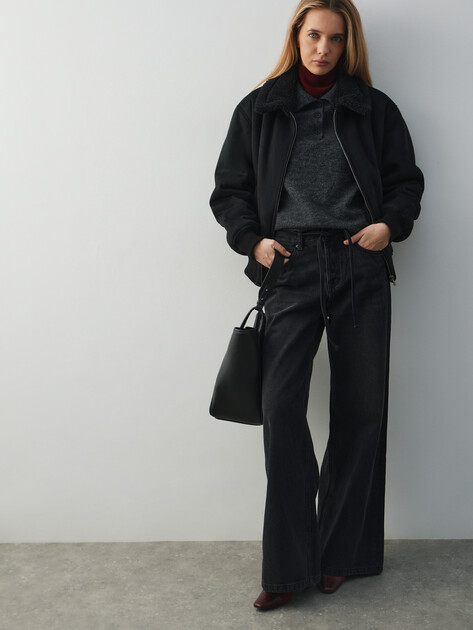 Женские широкие джинсы  MAISON DAVID, Артикул SH-1109, черный | 4909902. Ракурс 5