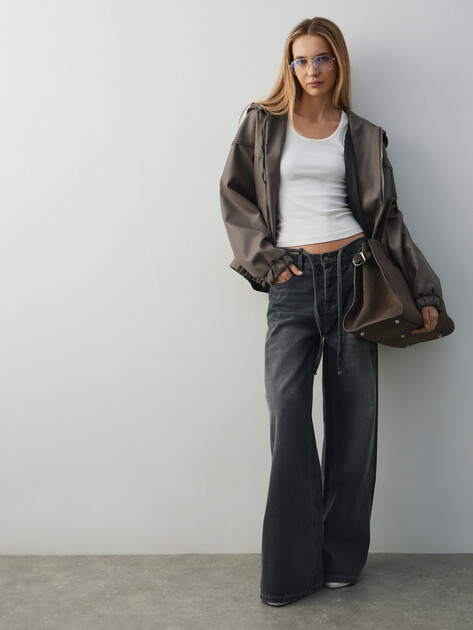 Женские широкие джинсы  MAISON DAVID, Артикул SH-1109, темно-серый | 4909916. Ракурс 5