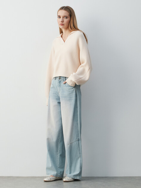 Женские широкие джинсы  MAISON DAVID, Артикул SH-2226, светло-голубой | 4909988. Ракурс 2