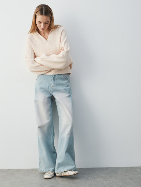 Женские широкие джинсы  MAISON DAVID, Артикул SH-2226, светло-голубой | 4909988. Ракурс 5
