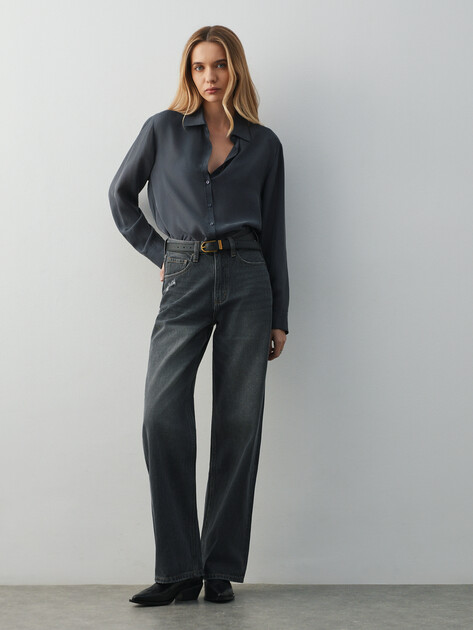 Женские прямые джинсы  MAISON DAVID, Артикул SH-3165, темно-серый | 4910087. Ракурс 2