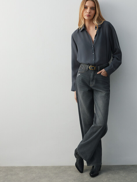 Женские прямые джинсы  MAISON DAVID, Артикул SH-3165, темно-серый | 4910087. Ракурс 5