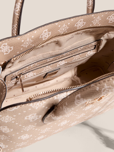 Женский тоут GUESS EMELIE LOGO 2 COMP SATCHEL, Артикул HWGP9928060, бежевый | 4913461. Ракурс 4
