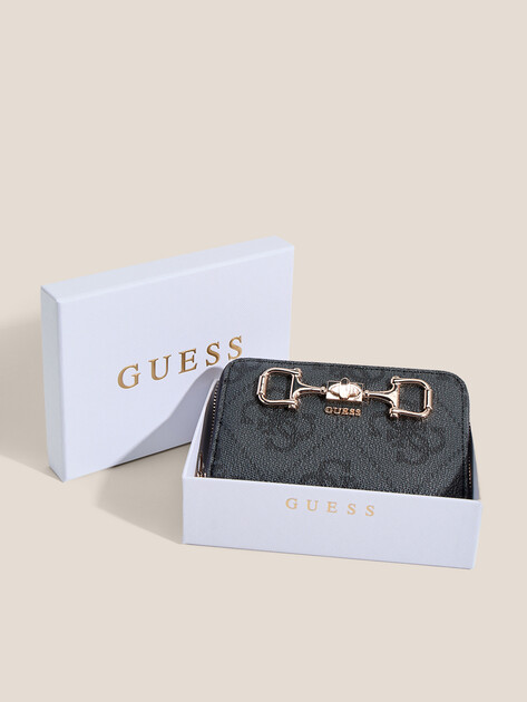 Женский кошелёк GUESS JANIE LOGO SLG MED ZIP AROUND, Артикул SWOS9924140, темно-серый | 4913758. Ракурс 4