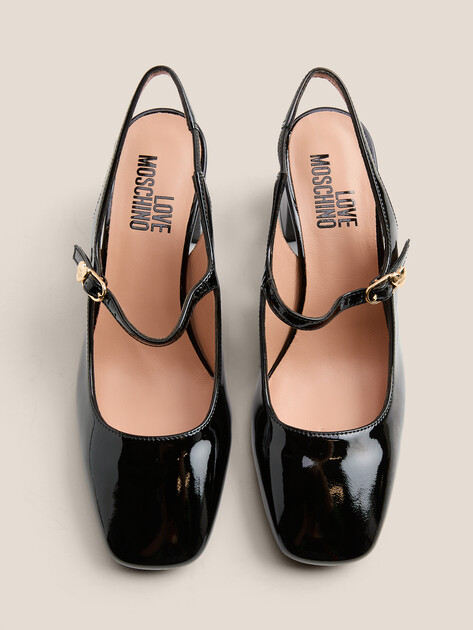 Женские туфли с открытой пяткой (слинг-бэк) LOVE MOSCHINO ESSENTIAL LOVE, Артикул JA10195G, черный | 4917425. Ракурс 4