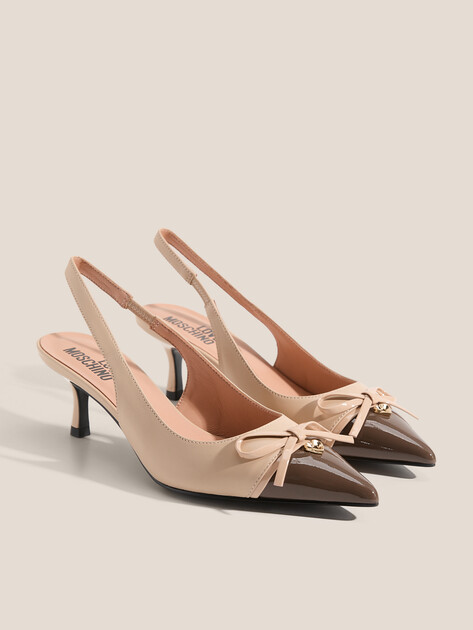 Женские туфли с открытой пяткой (слинг-бэк) LOVE MOSCHINO LADY BOW, Артикул JA10316G, бежевый | 4917479. Ракурс 2