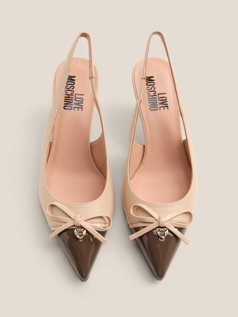 Женские туфли с открытой пяткой (слинг-бэк) LOVE MOSCHINO LADY BOW, Артикул JA10316G, бежевый | 4917479. Ракурс 4