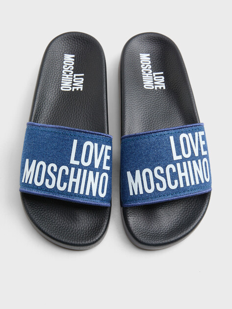 Женские шлепанцы LOVE MOSCHINO POOL SLIDE, Артикул JA28192G, синевато-голубой | 4917914. Ракурс 4