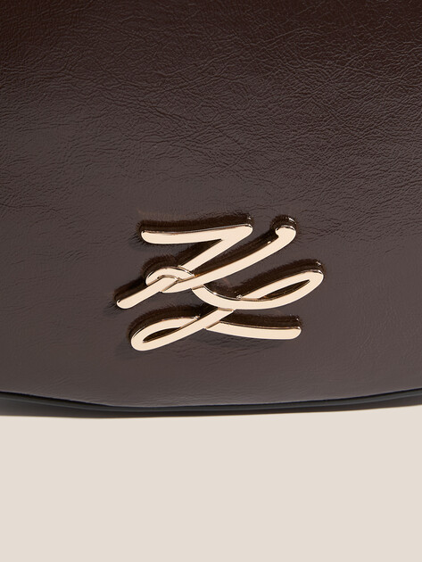 Женская сумка  KARL LAGERFELD k/autograph moonbag naplak, Артикул A4W30104, темно-коричневый | 4920292. Ракурс 2