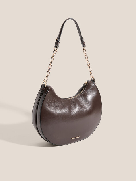 Женская сумка  KARL LAGERFELD k/autograph moonbag naplak, Артикул A4W30104, темно-коричневый | 4920292. Ракурс 3