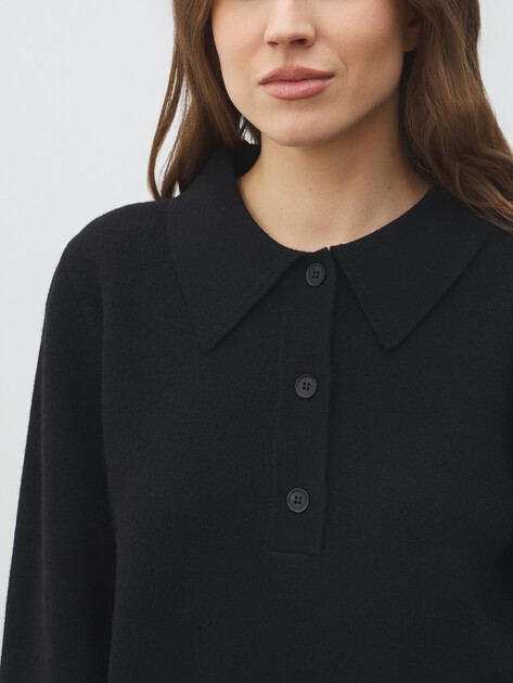 Женский джемпер поло MAISON DAVID, Артикул ML-KN50006, черный | 4922196. Ракурс 3