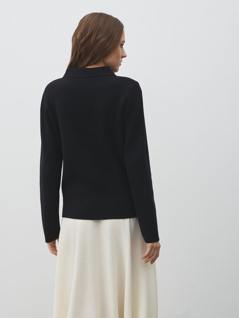 Женский джемпер поло MAISON DAVID, Артикул ML-KN50006, черный | 4922196. Ракурс 4