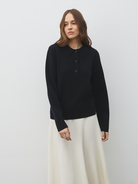 Женский джемпер поло MAISON DAVID, Артикул ML-KN50006, черный | 4922196. Ракурс 5