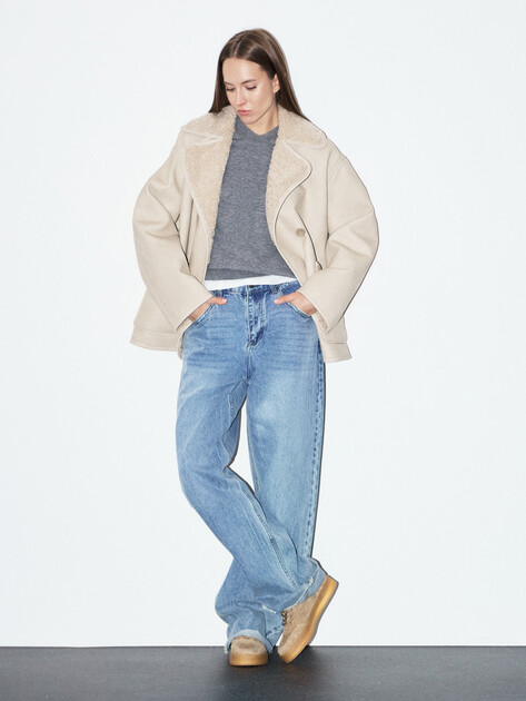 Женская дубленка  MAISON DAVID, Артикул NOEL_SDF_DR, бежевый | 4933412. Ракурс 2