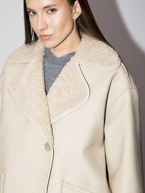 Женская дубленка  MAISON DAVID, Артикул NOEL_SDF_DR, бежевый | 4933412. Ракурс 3