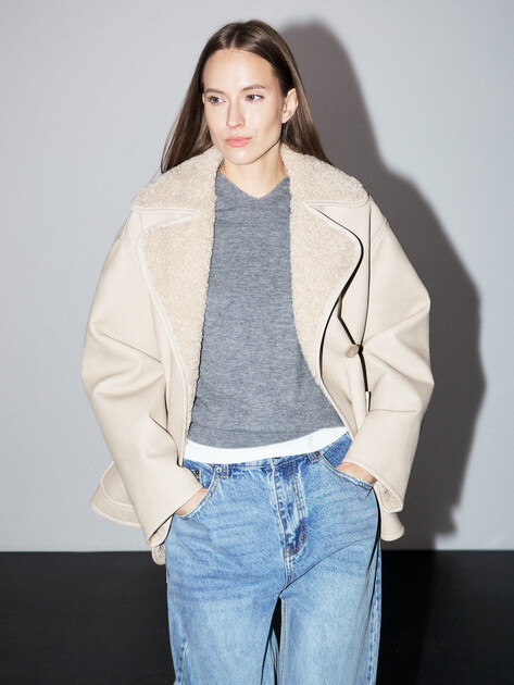 Женская дубленка  MAISON DAVID, Артикул NOEL_SDF_DR, бежевый | 4933412. Ракурс 5