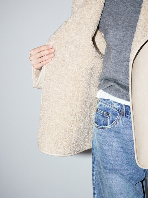 Женская дубленка  MAISON DAVID, Артикул NOEL_SDF_DR, бежевый | 4933412. Ракурс 6