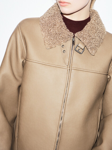 Женская дубленка  MAISON DAVID, Артикул NEVA_SDF_DR, бежево-коричневый | 4933538. Ракурс 3