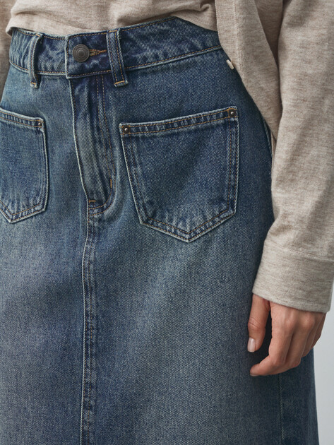 Юбка из денима MAISON DAVID, Артикул SH-13, голубой | 4934279. Ракурс 3