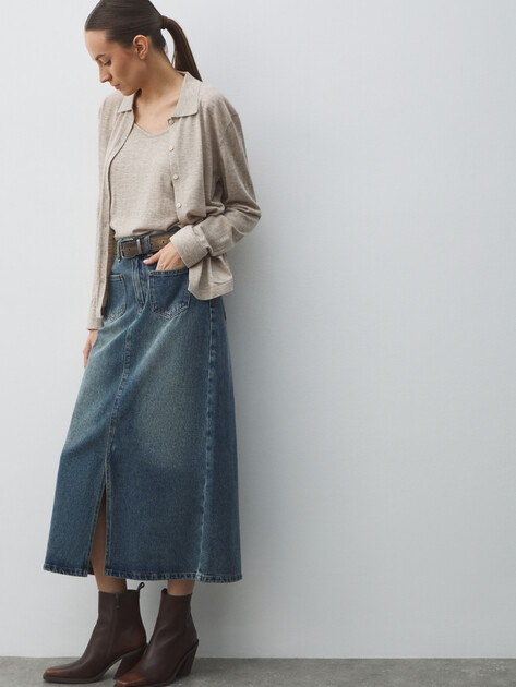 Юбка из денима MAISON DAVID, Артикул SH-13, голубой | 4934279. Ракурс 5