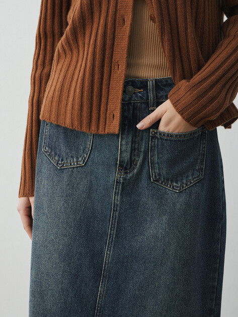 Юбка из денима MAISON DAVID, Артикул SH-13, серо-синий | 4934282. Ракурс 3