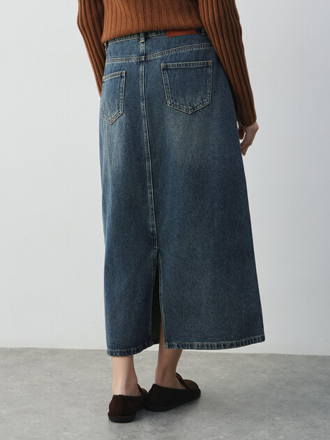 Юбка из денима MAISON DAVID, Артикул SH-13, серо-синий | 4934282. Ракурс 4