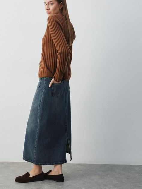 Юбка из денима MAISON DAVID, Артикул SH-13, серо-синий | 4934282. Ракурс 5