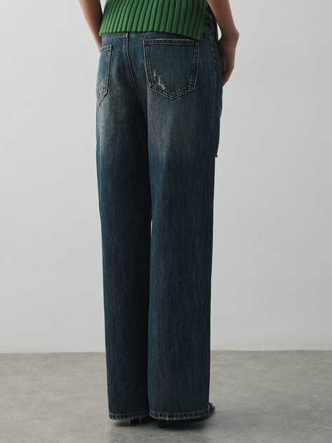 Женские широкие джинсы  MAISON DAVID, Артикул SH-4714, ночной синий | 4934333. Ракурс 4
