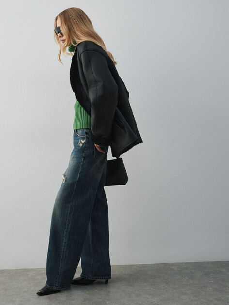 Женские широкие джинсы  MAISON DAVID, Артикул SH-4714, ночной синий | 4934333. Ракурс 5