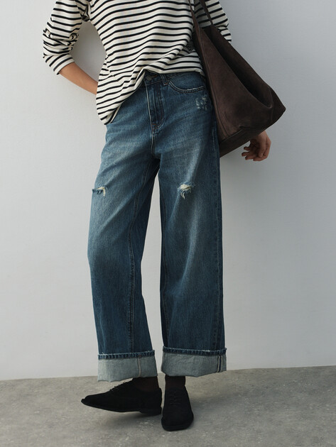 Женские широкие джинсы  MAISON DAVID, Артикул SH-4714, синий | 4934334. Ракурс 5