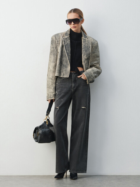 Женские широкие джинсы  MAISON DAVID, Артикул SH-4714, темно-серый | 4934335. Ракурс 2
